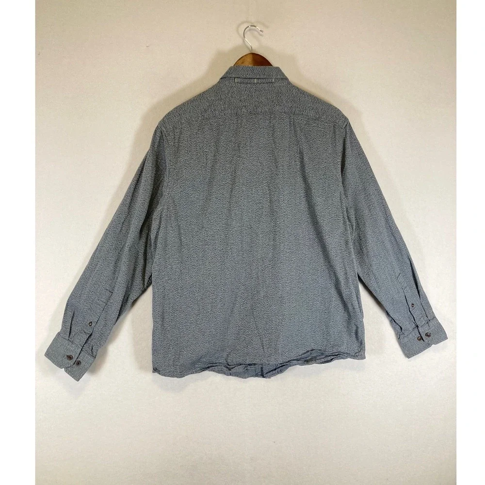 Classic Workwear Banana Republic Mens LG Grey Blue Textured Cotton Button Down